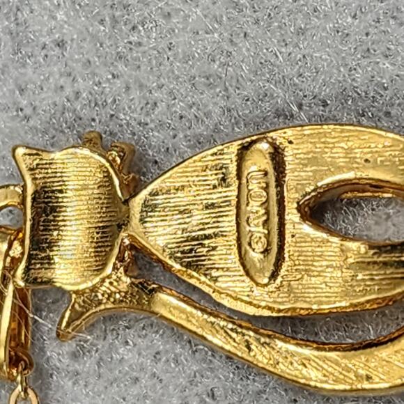 Sparkling Kitty Cat Pendant Necklace GT w Clear Rhinestones Vintage Avon 1990's - Picture 8 of 16